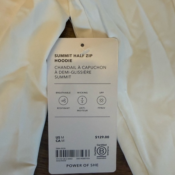 Women's Athleta Summit half zip White Hooded Long-Sleeve - Picture 3 of 6